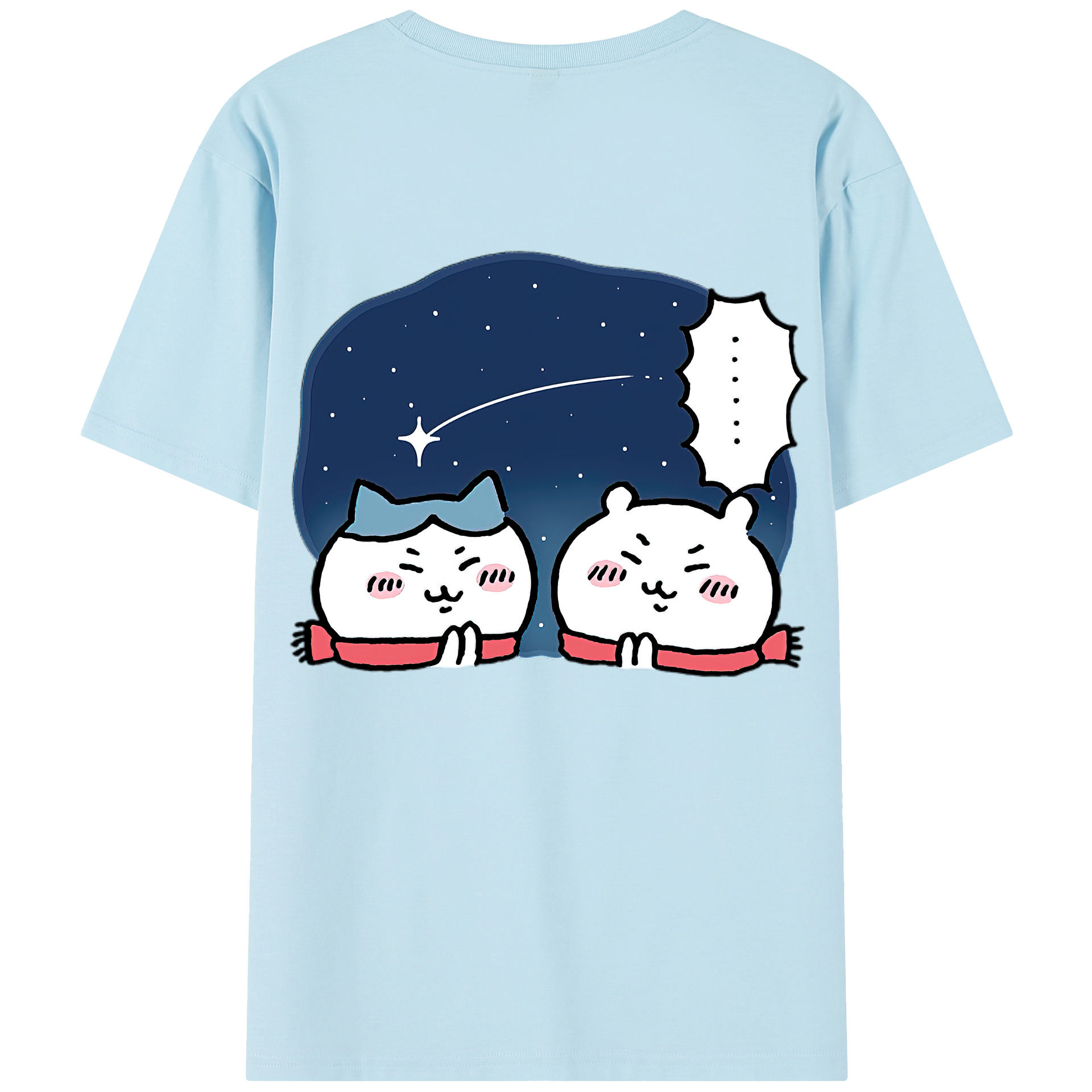 （画像用） ちいかわ ハチワレ Chii-kawa hachiware 綿100％半袖Tシャツ（背面プリント）